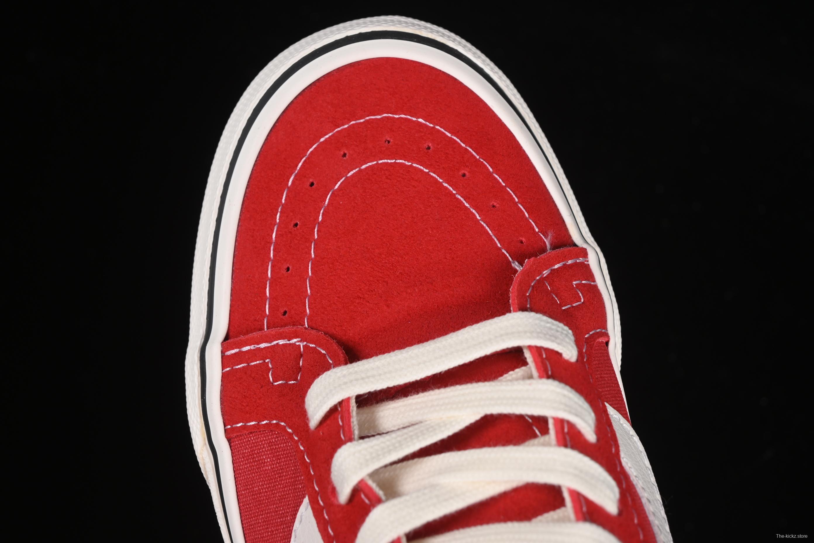 Vans Sk8-Low White Red Anti-Slip Casual Skate Shoes - VN0A4UWIXGJ