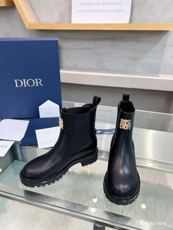 2024 Women Dior Black Leather Boots MJ00350
