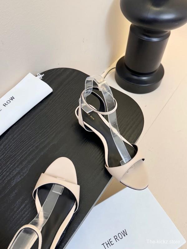 2025 Women The Row Beige Leather Flat Sandals