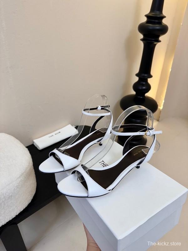 2025 Women The Row White Leather Sandals