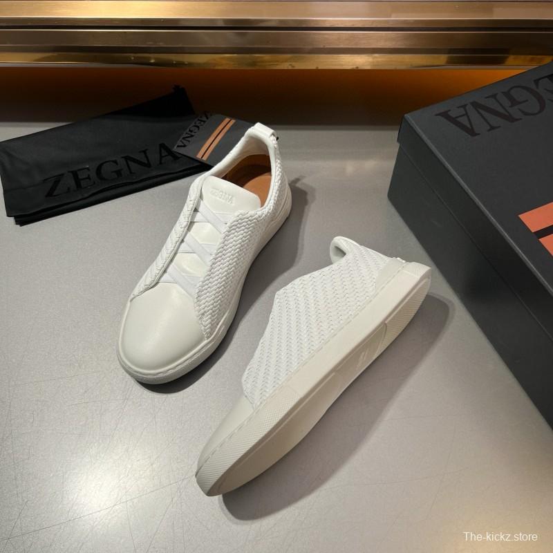 2024 Men Ermenegildo Zegna White Leather PELLETESSUTA Sneakers MJ00280