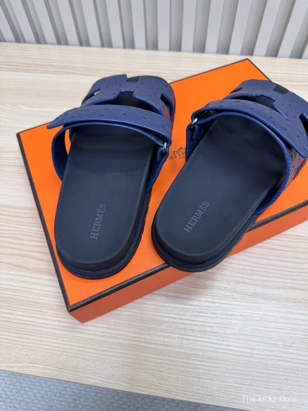 2025 Slippers Hermès Dark Blue Leather Slippers