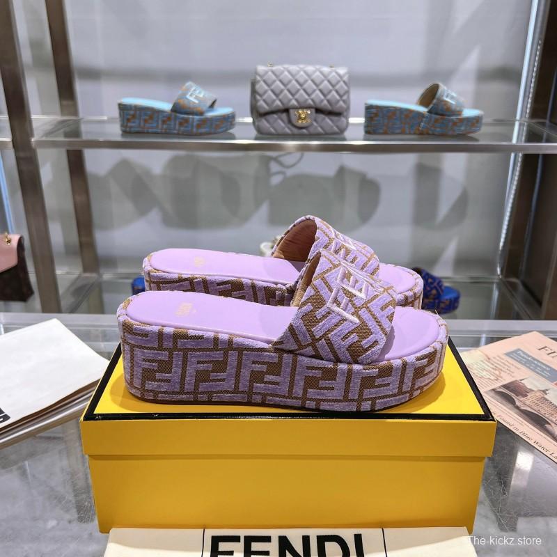 2025 Fendi Pink Canvas Slippers KFY00240