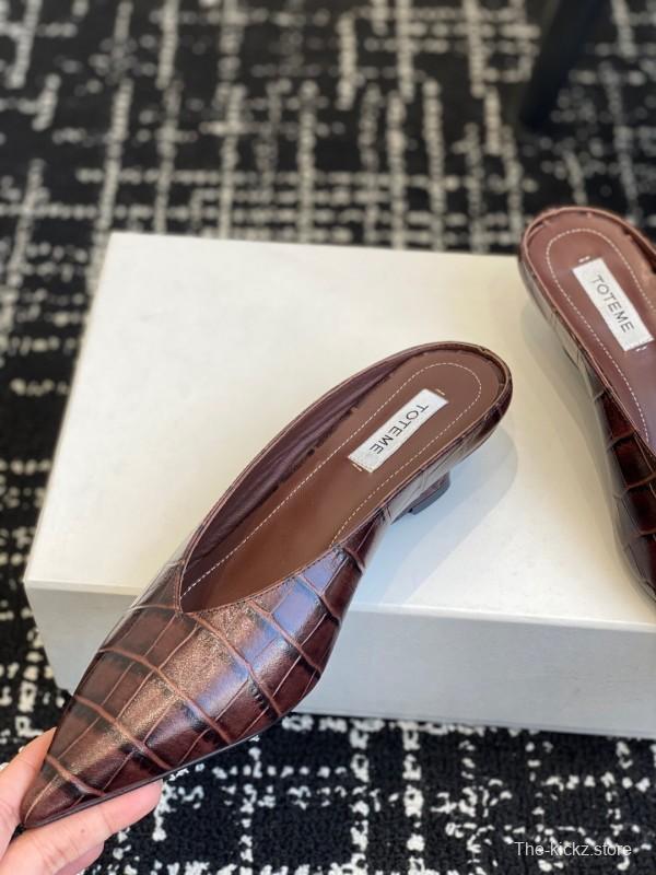 2025 Women Toteme Brown Leather Mule Shoes