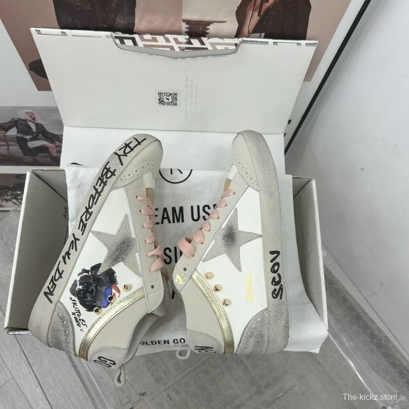2024 Unisex GGDB White Pink Grey Suede Leather High Top Sneakers MJ00300