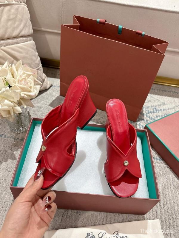 2025 Women Le Parmentier Red Leather Slippers LY00300
