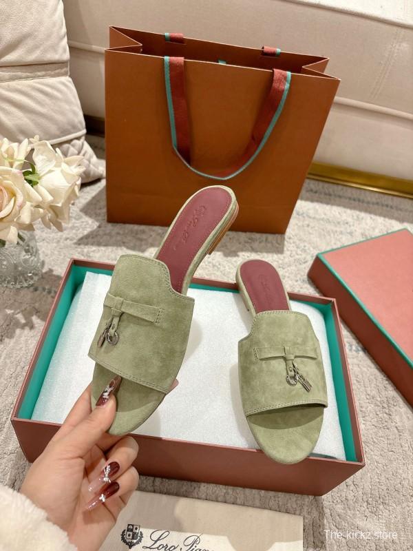 2025 Slippers LP Light Green Suede Slippers