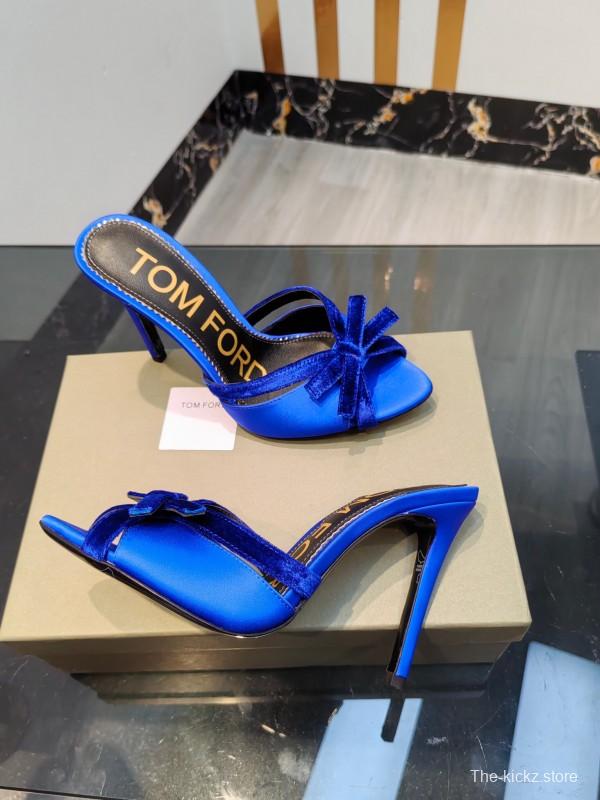 2025 Women TOM FORD Blue Velvet High Heel Mules