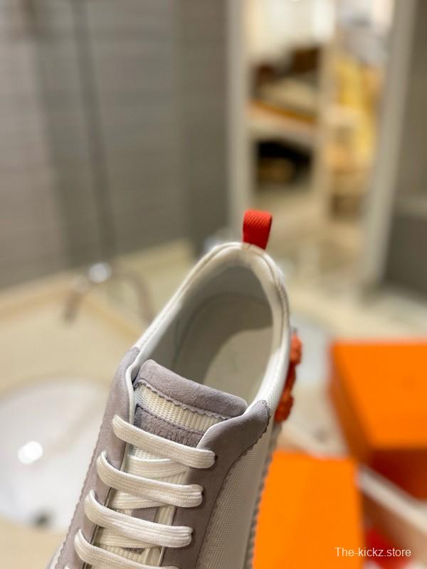 2024 Unisex Hermès White Beige Suede Rain Cloth Casual Sneakers MJ00320