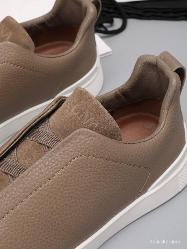 2024 Men Ermenegildo Zegna Brown Suede Leather Sneakers MJ00240