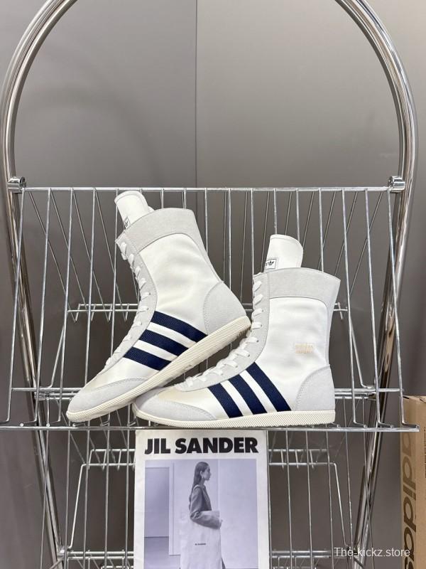 2025 Unisex Adidas White High-Top Sneakers Suede And Fabric Retro Design Original Sole KFY00320