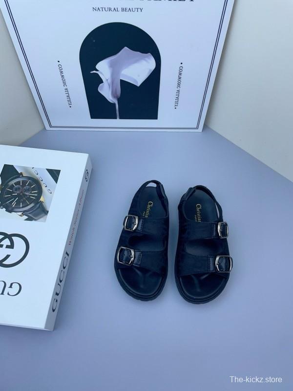 2025 Kids Gucci Black Leather Sandals