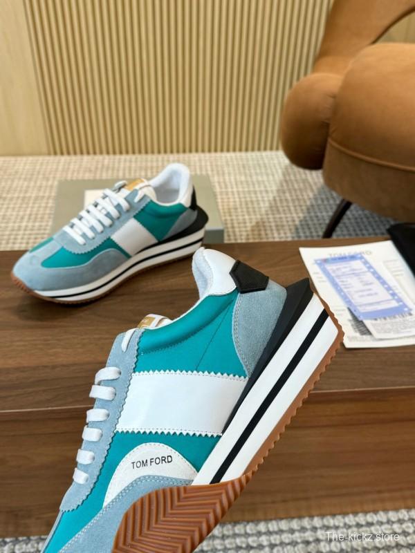 2025 Unisex TOM FORD Blue White Black Suede Leather Sneakers LY00360(F)/LY00370(M)