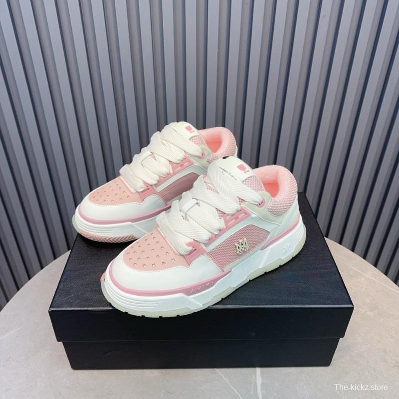 2024 Women Amiri Pink White Leather Mesh Sneakers MJ00360