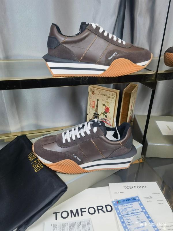 2025 Unisex TOM FORD Brown Black White Leather Cow Leather Sneakers LY00360(F)/LY00370(M)