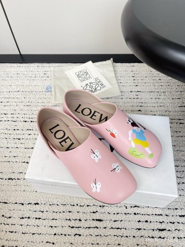 2025 Women Loewe Pink Leather Slippers LY00270