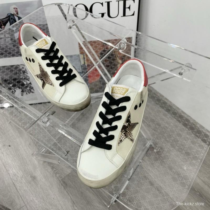 2025 Women GGDB White Red Leather Star Sneakers