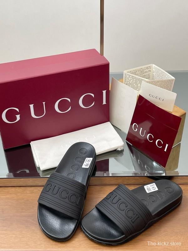2025 Slippers Gucci Black Rubber Slippers LY00175