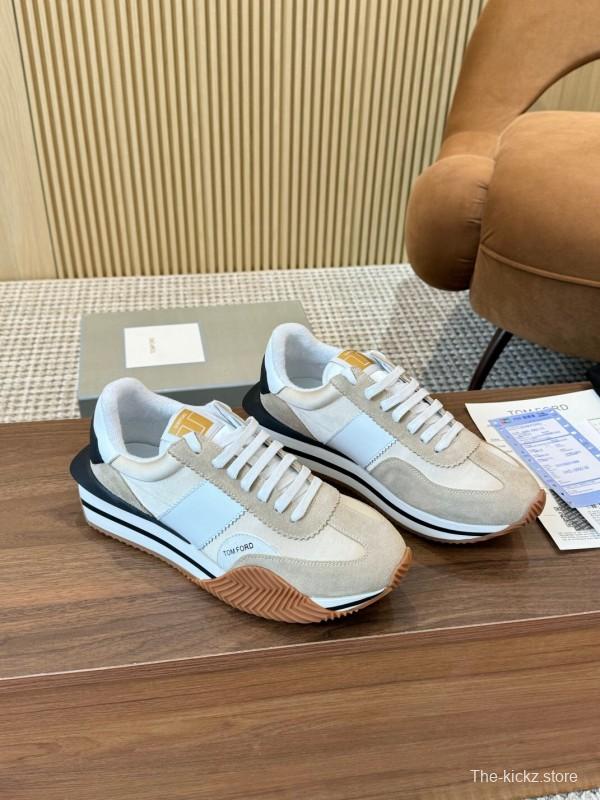 2025 Unisex TOM FORD Beige White Black Suede Leather Sneakers LY00360(F)/LY00370(M)