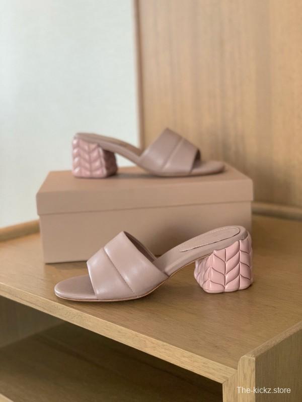 2025 Women Gianvito Rossi Beige Leather Slippers KFY00260