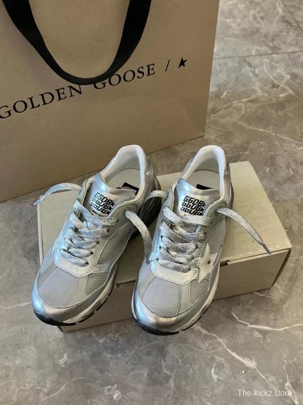2024 Unisex GGDB Silver Mesh Leather Sneakers