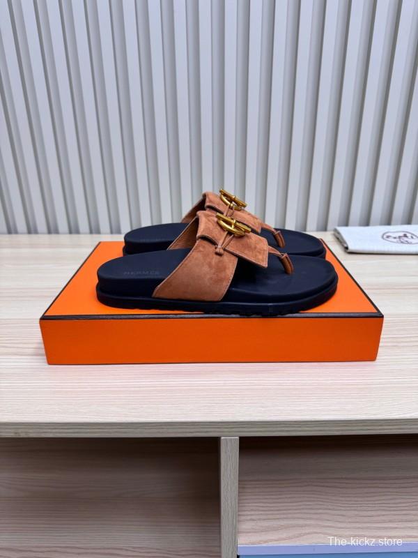 2025 Slippers Hermès Brown Suede Slippers