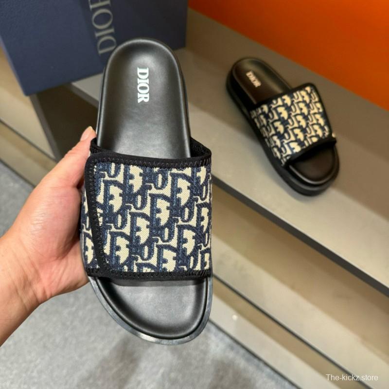 2024 Dior Black Canvas Slippers MJ00180