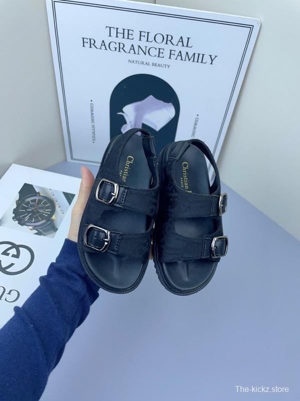 2025 Kids Gucci Black Leather Sandals