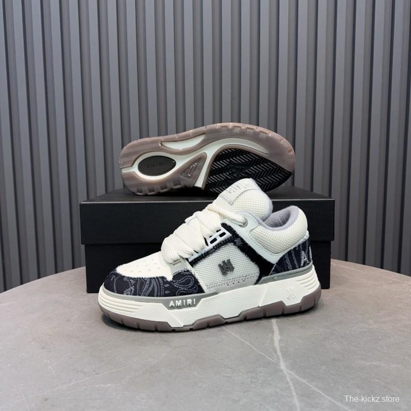 2024 Unisex Amiri White Black Leather Sneakers MJ00360