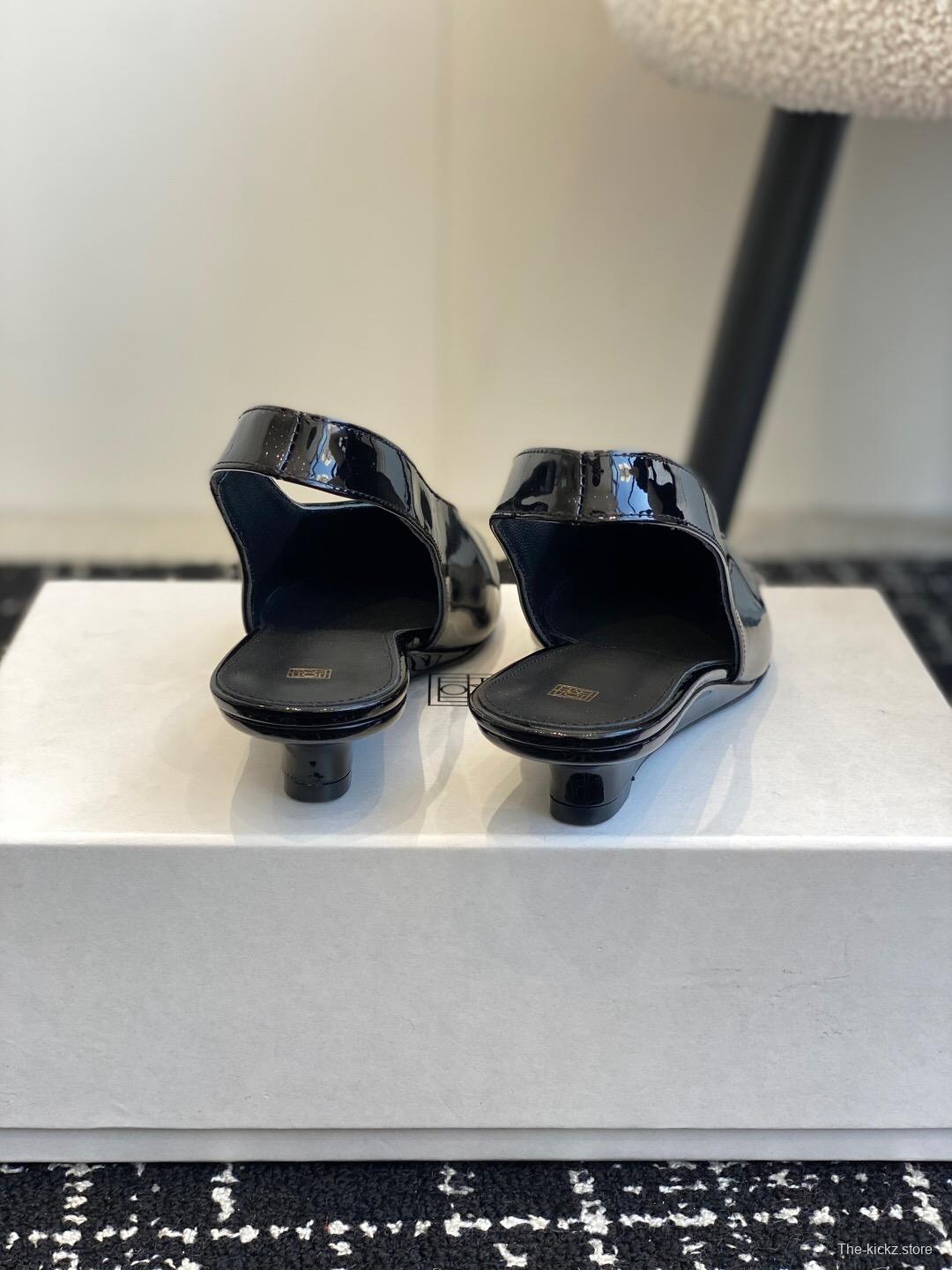 2025 Women Toteme Black Patent Leather Slingback Pumps