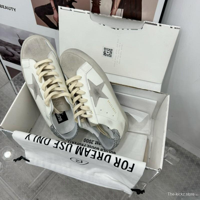 2024 Women GGDB White Grey Leather Suede Sneakers
