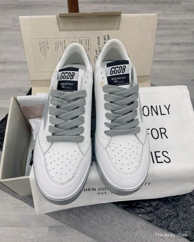 2024 Unisex GGDB White Silver Leather Sneakers MJ00260