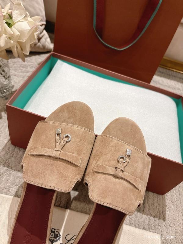 2025 Women LP Beige Suede Slippers LY00270
