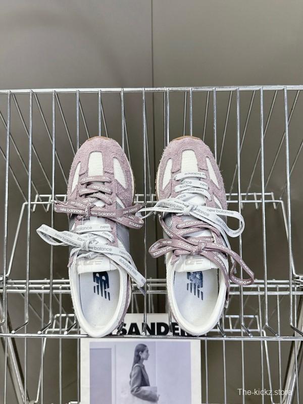 2025 Women New Balance White Purple Suede Mesh Running Shoes KFY00270