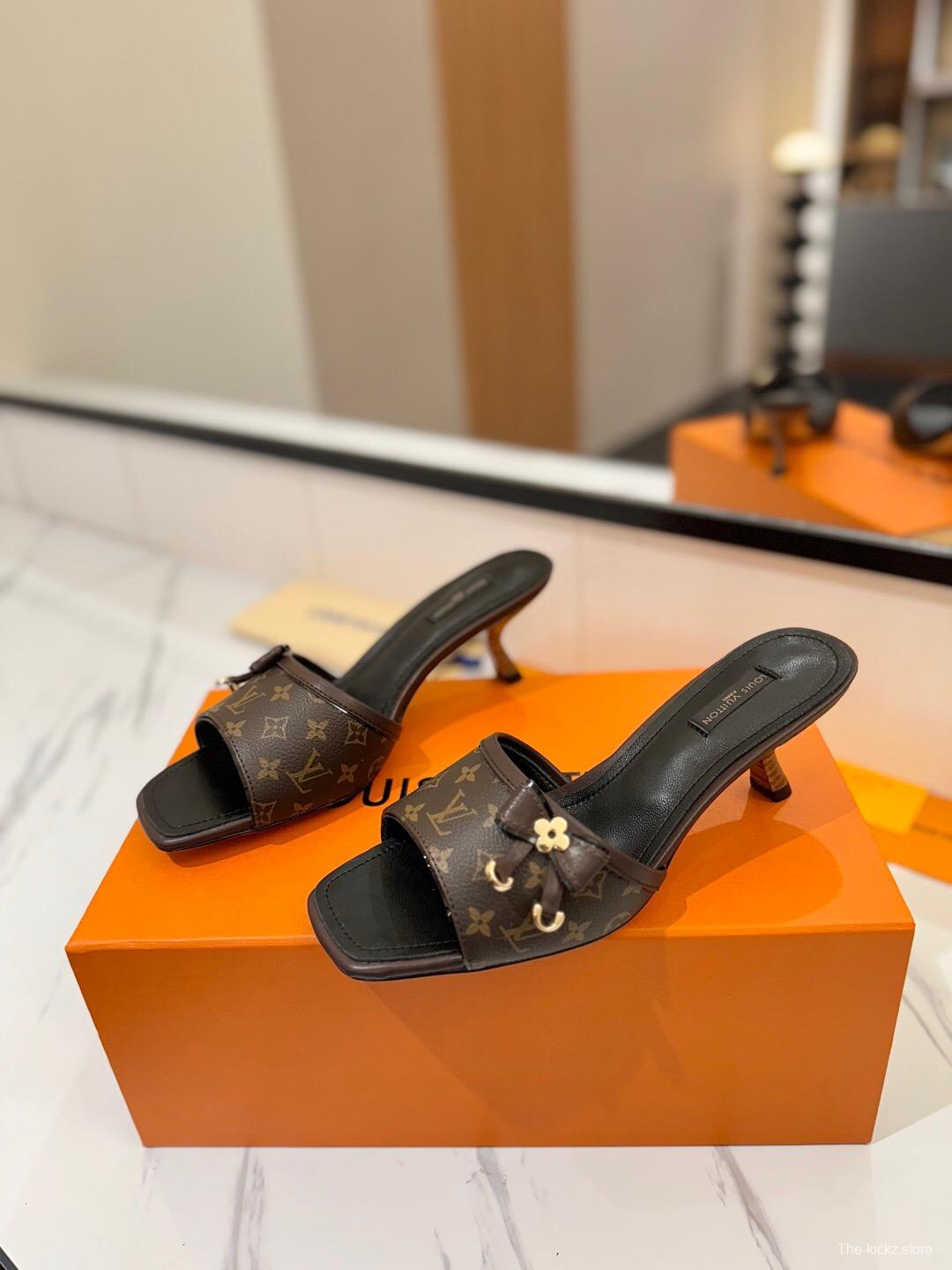 2025 Women Louis Vuitton Brown Leather Sandals KFY00310