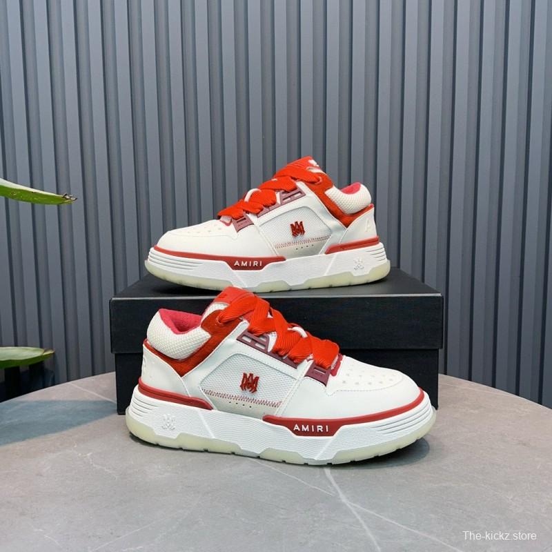 2024 Unisex Amiri White Red Leather Sneakers MJ00360