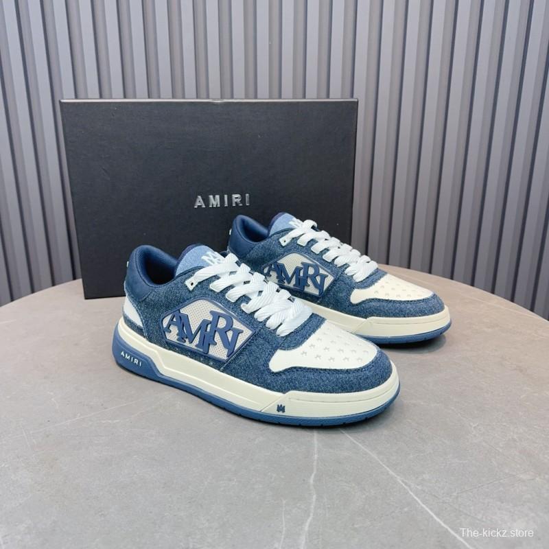 2025 Unisex Amiri Blue White Leather Sneakers MJ00360