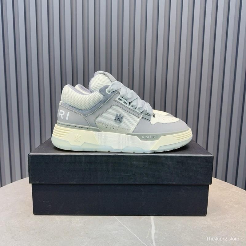 2024 Unisex Amiri Grey White Leather Suede Sneakers MJ00360