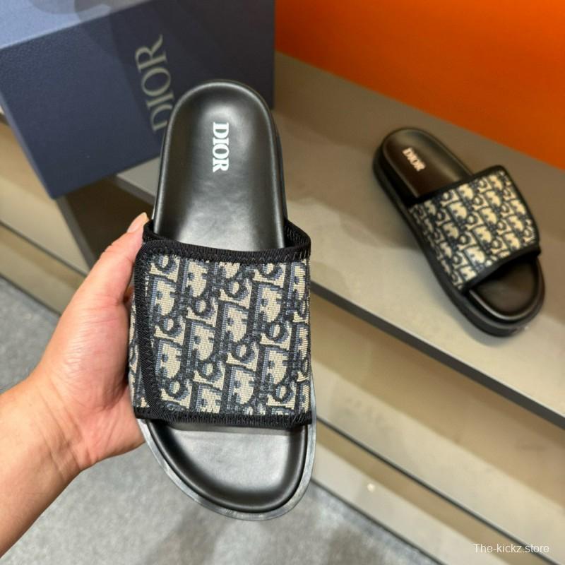 2024 Slippers Dior Black Canvas Slippers MJ00180