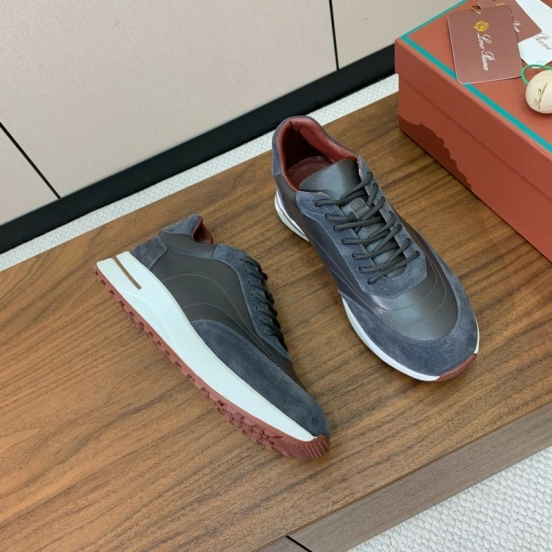 2025 Unisex Le Parmentier Grey Blue Suede Leather Sneakers LY