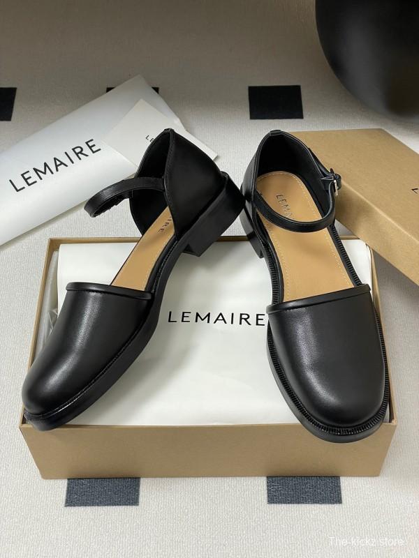2025 Women Lemaire Black Leather Mary Jane Shoes KFY00320