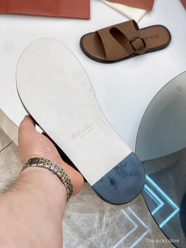 2025 Men Loro Piana Brown Leather Slippers AS00250