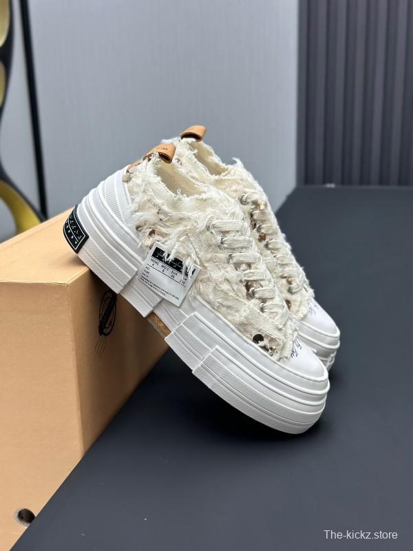 2025 Unisex XVESSEL White Canvas Plimsolls Vulcanized AS00260