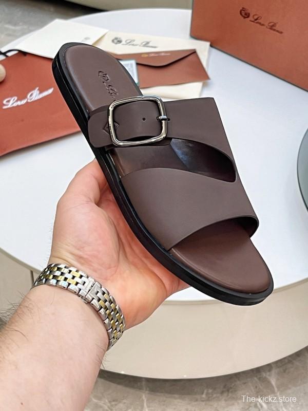 2025 Men Le Parmentier Brown Leather Slippers AS00250