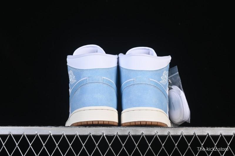Nike Air Jordan 1 Mid Retro Denim Blue Casual Sneakers - HQ2005-100