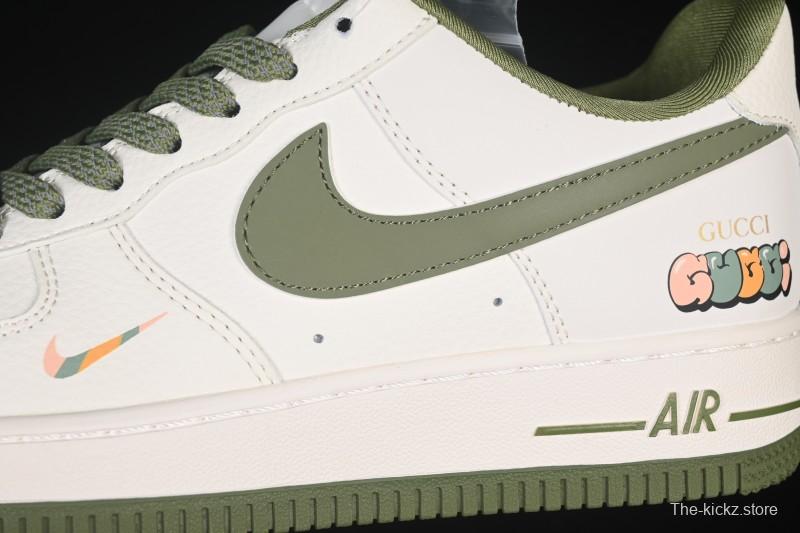 Nike Air Force 1'07 Low Gucci Collaboration Military Green Multi-Color Low-Top Casual Sneakers - XX3168-211