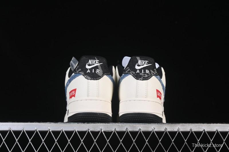 Nike Air Force 1 '07 Low Levi's Collaboration Light Blue Denim Four Swoosh Casual Sneakers - QW5606-261
