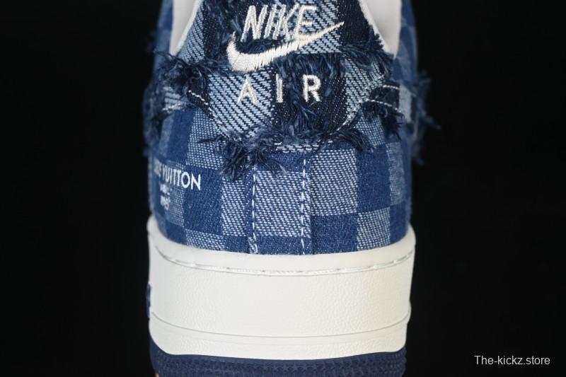 Nike Air Force 1 '07 Low Casual Sneakers in White Navy Blue - YF9511-816