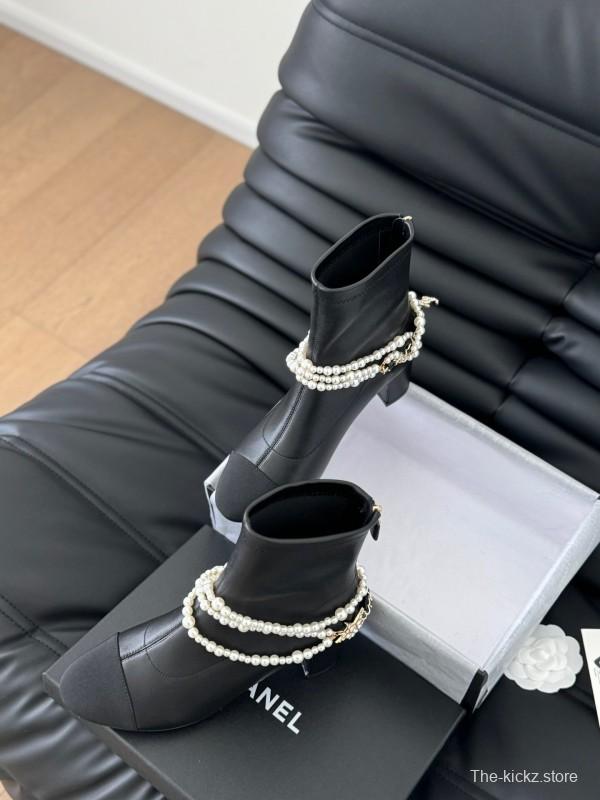Chanel Pearl Collection Mary Jane Short Boots - LY00360