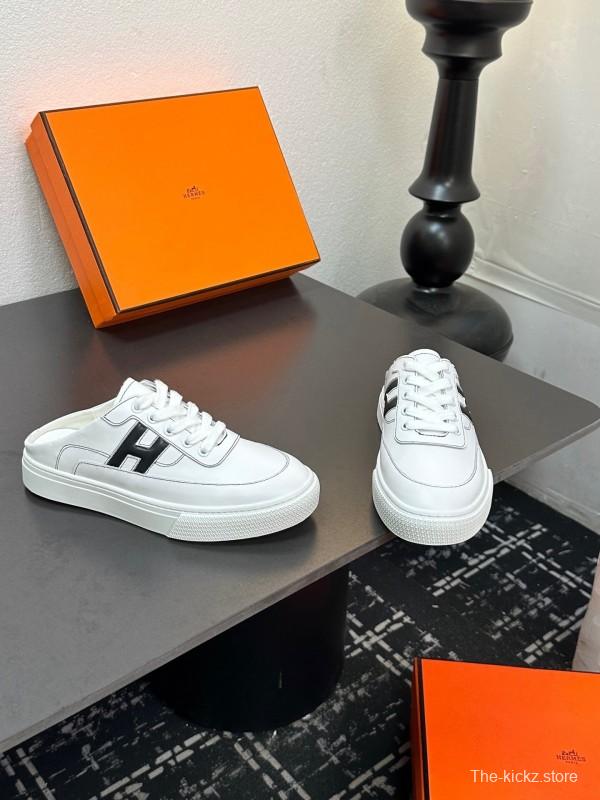 Hermès Deep Series Couple White Sneakers Casual Skate Shoes - AS00320